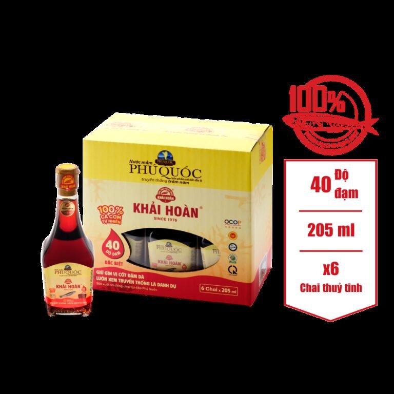 Nước mắm Khải Hoàn 40 đạm – 6 Chai 205ml/thùng