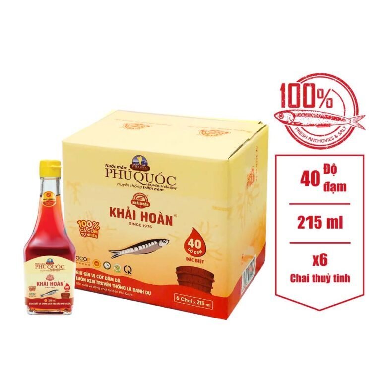 Nước mắm Khải Hoàn 40 đạm – 6 Chai 215ml/thùng