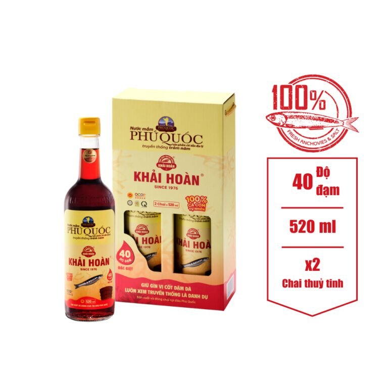 NƯỚC MẮM KHẢI HOÀN 40 ĐẠM – CẶP 2 CHAI 520ML