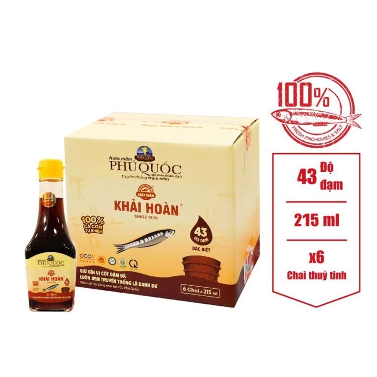 Nước mắm Khải Hoàn 43 đạm – 6 Chai 215ml/thùng