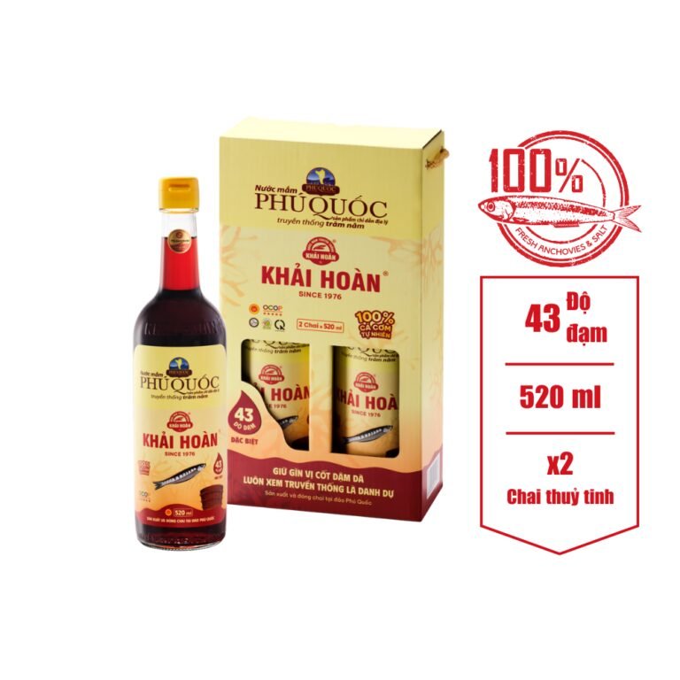 Nước mắm Khải Hoàn 43 đạm – Cặp 2 Chai 520ml