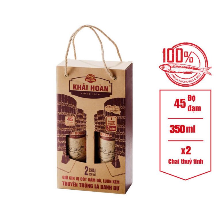 NƯỚC MẮM KHẢI HOÀN 45 ĐỘ ĐẠM CAO CẤP – CẶP 2 CHAI 350ML
